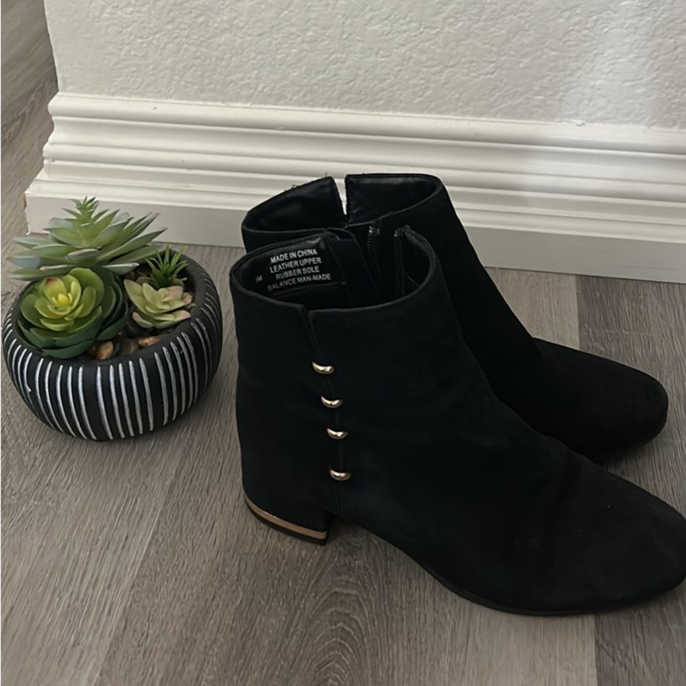 Venetian Black Ankle Boots with Gold Detail